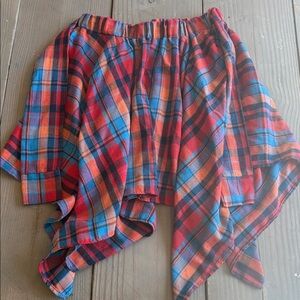 Plaid Handkerchief Hem Skirt - Red Multi